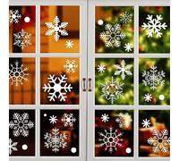 AUAUY 302PCS Christmas Window Stickers, Snowflakes Window Clings Decoration for Window Panes, Reusable Static Adhesive PVC Stickers, Winter Snowflakes Merry Christmas Decoration(10 Sheets)