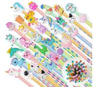 AUAUY 36PCS HB Pencil Set with Cartoon Toppers - Cute Wooden Graphite Sketch Pencils for Kids, School Gift Ideas