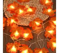 AUAUY 3m/9.84ft 20LED Maple Leaves Fairy Lights, Battery Operated Autumn Garland with Lights, Waterproof Autumn Leaves String Lights for Wall Decor, Hanging Fairy Lights for Halloween Decorations