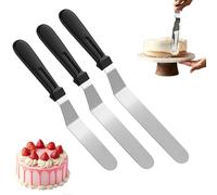 AUAUY 3PCS Icing Spatulas, Cake Spatula Baking with 15cm & 20cm & 25cm Stainless Steel, Cake Angled Offset Spatulas, Durable Plastic Handle, Palette Spatula for Cakes Decorating Pastry and Baking