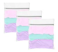 AUAUY 3pcs Large Mesh Laundry Bags with Zips, Durable Reusable Laundry Bag for Washing Machine, Delicates Wash Bag for Sweaters, Coats, Underwear-50×60cm