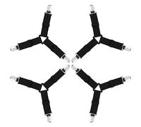 AUAUY 4 PCS Bed Sheet Clips, Adjustable Bed Sheet Straps with Clips, Mattress Fasteners to Hold Sheets in Place, Elastic Bed Sheet Holder Corner Straps for Bedding, Sofa Cushion-Black, 3 Clips