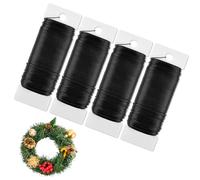 AUAUY 4 Rolls Black Florists Wire for Wreath Making, 0.7 mm 35 m Craft Wire, Halloween Christmas Wreath Making Supplies, Floral Wire for Wedding Bouquets, DIY Flower Arrangement, Flower Wreath Making
