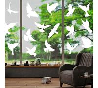 AUAUY 48PCS Anti-Collision Window Stickers - Large Size PVC Self-Adhesive Pattern Window Clings, Alarm Bird Clings to Prevent People and Bird Strikes on Window Glass (12 Sheets White)