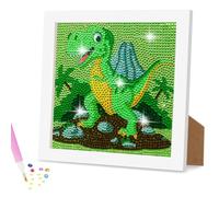 AUAUY 5D DIY Diamond Art Painting Kit, Dinosaur Diamond Painting Kits for Adults, Full Drill Crystal Rhinestone Arts and Crafts with Wooden Frame, Diamond Art Gem Painting Beginners