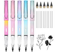 AUAUY 5PCS Everlasting Pencil, Infinity Pencil（5 Colors Gradient） | with Eraser and Replacement Nibs, Reusable Inkless Pencil for Writing, Drawing, Students Home Office School Supplies
