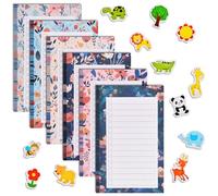 AUAUY 6 Pack Magnetic Notepads for Refrigerator, Flower Design Grocery List Magnet Pads with 12PCS Mini Refrigerator Magnets, Full Magnet Back Notepads for Shopping List, To-Do List, 50 Sheets Per Pad