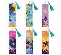 AUAUY 6 PCS Diamond Art Painting Bookmarks, Bohemian Diamond Art Bookmarks Crystal Set, 5D DIY Diamond Art Book Corner Page Making Kits for Kids Adult, Reading Lovers Home Office School Crafts Gifts