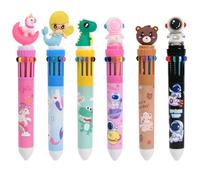 AUAUY 6PCS Multi Coloured Ballpoint Pens, 10-in-1 Retractable Ballpoint Pen