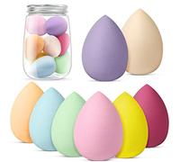 AUAUY 8 Pcs Makeup Sponge Set, Beauty Sponge, Makeup Sponges for Foundation, Multi-color Makeup Sponge Set With 1 Storage Tank, for Liquid, Cream, and Powder (Full Drip Style)