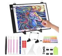 AUAUY A4 LED Light Pad for Diamond Painting Kit, 3 Levels Adjustable Brightness Light Box Drawing Board, Diamond Art Light Board, with Diamond Art Accessories and Tools for Tracing, USB Powered