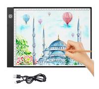 AUAUY A4 LED Light Pad for Diamond Painting, Stepless Adjustable Brightness Light Box Drawing Board, Diamond Drawing Art Light Board,Stepless Dimmable Brightness Tracing Light Pad, USB Powered