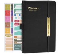 AUAUY A5 Weekly Planner Notebook, 18 Month Diary from Jan.2026 to Jun.2027, Hardback Leather To Do List Notebook, Weekly 2026-2027 for Teacher Planner, 2026 Diary A5 Week To View for Office-Black