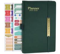 AUAUY A5 Weekly Planner Notebook, Hardback Leather To Do List Notebook, 18 Month Diary from Jan.2025 to Jun.2026 for Teacher Planner, Week To View, Green