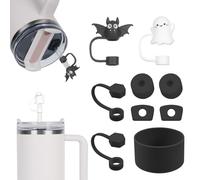 AUAUY Accessories for Stanley Cup: 2PCS 9-10mm Straw Cover Cap, 6PCS Silicone Spill Proof Stopper, 1PCS Silicone Boot for 40Oz&30Oz, Halloween Decoration (Cup Not Included)