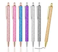AUAUY Ballpoint Pens, 7 PCS Bling Metal Pens, 1 mm Black Ink | Click Retractable Ballpoint Pens, Ballpoint Pens Gifts for Students Adult, Children, School, Office, Home, Drawing