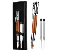 AUAUY Bolt Action Pen with Gift Case, Retractable Lightweight Metal Pen, Ballpoint Pen with 5 Extra Refills, Ink Refillable Office School Gift for Students Dad Colleague Boyfriend Husband (Wood Grain)
