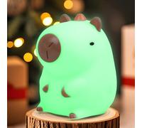 AUAUY Capybara Night Light, Cute Animal Capybara Nightlights with 7 Color Lights and 2 Lighting Modes, USB Rechargeable Touch Control Bedside Lamp, for Birthday Gifts, Desk Decoration