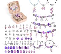 AUAUY Charm Bracelet Making Kit, 66pcs Gifts for Girls & Boys, Jewellery Making Kit, Arts and Crafts for Kids Age 5-10