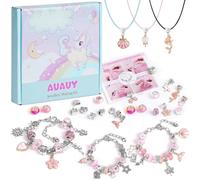 AUAUY Charm Bracelet Making Kit, 66pcs Gifts for Girls, Jewellery Making Kit, Arts and Crafts for Kids Stocking Fillers, Age 5-10 (Pink)