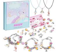 AUAUY Charm Bracelet Making Kit for Girls, 66pcs Gifts for Girls Bracelet Making Kit, Jewellery Making Kit for Girls, Arts and Crafts for Kids Stocking Fillers for Girls Toys Age 5 6 7 8 9 10 (Color)