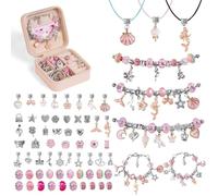 AUAUY Charm Bracelet Making Kit for Girls, 66pcs Gifts for Girls Bracelet Making Kit with Box, Jewellery Making Kit for Girls, Arts and Crafts for Kids Stocking Fillers for Girls Toys Age 5 6 7 8 9 10