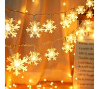 AUAUY Christmas Snowflakes String Lights, 40 LED 19.6FT Xmas Lights Battery Operated 2 Modes, Waterproof Outdoor Lights for Indoor Outdoor Wedding Party New Year Garden Xmas Decor (Warm White)