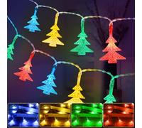 AUAUY Christmas Tree String Lights, 40 LED 19.6FT Xmas Lights Battery Operated 2 Modes, Waterproof Outdoor Lights for Indoor Outdoor Wedding Party New Year Garden Xmas Decor (Colorful)