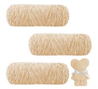 AUAUY Chunky Chenille Yarn - 3 x 100g Super Soft Velvet Yarn - Beige