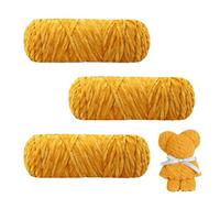 AUAUY Chunky Chenille Yarn, 3 x 100g Super Soft Velvet Yarn for Knitting, Crochet, Blankets, Scarves & DIY Works - Turmeric