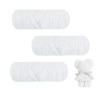 AUAUY Chunky Chenille Yarn, 3 x 100g Super Soft Velvet Yarn - White