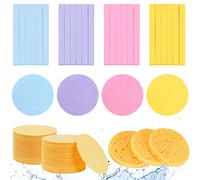 AUAUY Compressed Facial Sponges, 108-Count Cellulose Facial Sponges for Daily Cleansing, 100% Natural Wood Pulp Cotton Face Washing Sponge for Facial Cleansing, Exfoliating Mask, Makeup Removal