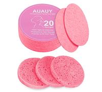AUAUY Compressed Facial Sponges, 20 Count Cellulose Facial Sponges for Daily Cleansing, 100% Natural Wood Pulp Cotton Face Washing Sponge for Facial Cleansing, Exfoliating Mask, Makeup Removal