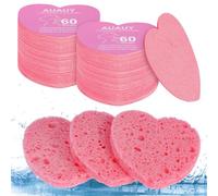 AUAUY Compressed Facial Sponges, 60 Count Pink Sponge for Facial Cleansing