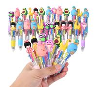 AUAUY Cute Multicolor Ballpoint Pen, 32Pcs Fun Cartoon 4 Color Pen Set, Multi Pens 4 in 1, Retractable Ballpoint Pens, Party Bag Fillers, Mini Pens for School Supplies Students Gift