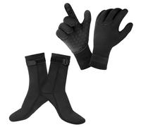 AUAUY Elastic Neoprene Gloves Kit, Unisex 3 mm Thermal Wetsuit Gloves | Elastic Wrist and Anti-Slip Particles, for Diving Snorkeling Surfing Paddle Kayaking Swimming