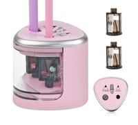 AUAUY Electric Pencil Sharpener with Double Hole, Battery Operated Automatic Sharpener with 2 Extra Knife Holders, for 6-8mm/9-12mm Standard and Colored Pencils, Makeup Pencils (Pink)