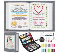 AUAUY Embroidery Stitch Book Kit, DIY Embroiderer Kit for Craft Lovers