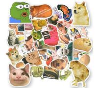 AUAUY Funny Meme Emoticons, 50PCS Iconic Vinyl Waterproof Stickers, Aesthetic Trendy Decals for Adults Kids Water Bottles Book Laptops Scrapbook Skateboard