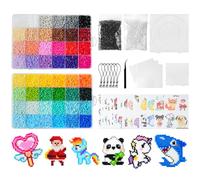 AUAUY Fuse Beads Kit, 26000pcs 2.6mm Iron Beads Set for Kids, 48 Colors DIY Art Craft Toys Iron Beads, Bead Melting Craft Kit with 2 Pegboards, 14 Pattern Cards, Tweezers, Ironing Paper and 6 Keyring