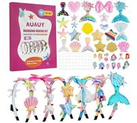 AUAUY Girly Headbands Making Kit, Fashion DIY Band Hair Accessories for Girls Age 5+, Creative Mermaid Headband Making Kits Toys for Kids Girls Age 5-12 Birthday Gifts & Presents
