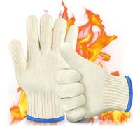 AUAUY Heat Resistant Gloves for Cooking, 1 Pair Reusable Five Finger Oven Gloves, Thickened Double-layer Knit Heat Resistant up to 482°F/250°C, for Baking, Cast Iron Pan, Fireplace Grilling, Outdoor