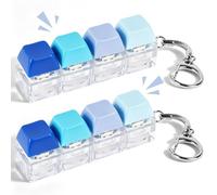 AUAUY Keyboard Fidget Keyring, 2 PCS Portable 4-Button Clicky Keyboard Fidget with Keychain, Funny Fidget Keyboard Clicker for Stress Relief, Cool Decompression Keychain for Adults(Gradient Blue)