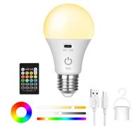AUAUY LED Camping Light with Remote & Hook, USB C Rechargeable E27 Light Bulb for Tents, 8 Dimmable Colours, 4 Dynamic Modes & Timer, Smart Light Bulb for Outdoor Camping Emergency Party Bar KTV