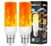 AUAUY LED Flame Light Bulb, 2W B22 Flame Effect Light Bulb, 1400K, Flickering Bulbs, 3 Lighting Modes, Decorative LED Lamps for Home, Garden, Bar, Halloween, Christmas (2 Pcs)
