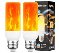 AUAUY LED Flame Light Bulb, 2W E27 Flame Effect Bulb, 1400K 3 Lighting Modes, Flickering Decorative Lamps for Indoor and Outdoor Use for Garden, Bar, Halloween, Christmas (Pack of 2)