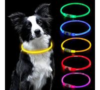 AUAUY LED Light Up Dog Collar, Pets Flashing Collar, Dog Collar Light for the Dark,USB Rechargeable Water Resistant Reflective Collar for the Can Arbitrarily Cut Collars Fits Any Cats and Dogs-Yellow