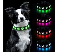 AUAUY Light Up Dog Collar, LED Dog Collar Light USB Rechargeable (Green-S)