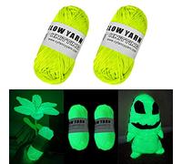 AUAUY Luminous Yarn, 2 PCS Polyester Yarn Glow in The Dark for Crocheting, 50 Yards Knitting Yarn DIY Handcraft Yards for Arts, Carpet Sweater Hat Scarf Gloves, Crafts & Sewing Beginners (Yellow)