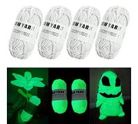 AUAUY Luminous Yarn, 4 PCS Polyester Yarn Glow in The Dark for Crocheting, 50 Yards Knitting Yarn DIY Handcraft Yards for Arts, Carpet Sweater Hat Scarf Gloves, Crafts & Sewing Beginners(White)